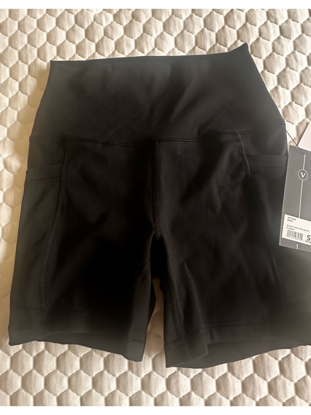 Velocity Grace Black High-Rise Bike Shorts with Pockets